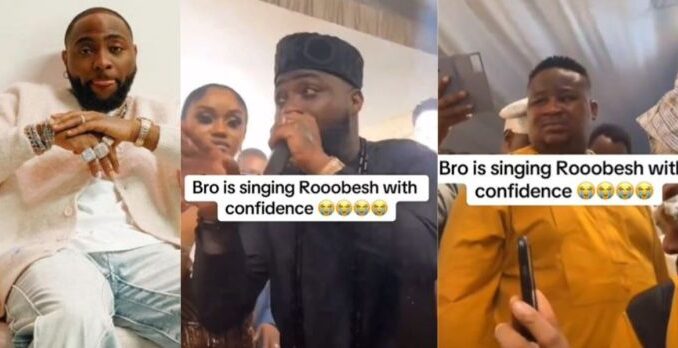 _Cubana Chief Priest gives Davido a bombastic side-eye over the way he sings at his wedding with Chioma (Video)