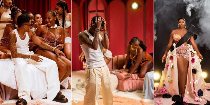 Netizens react as photos show BBNaija S9 housemate Nelly with singer Wizkid in a music video