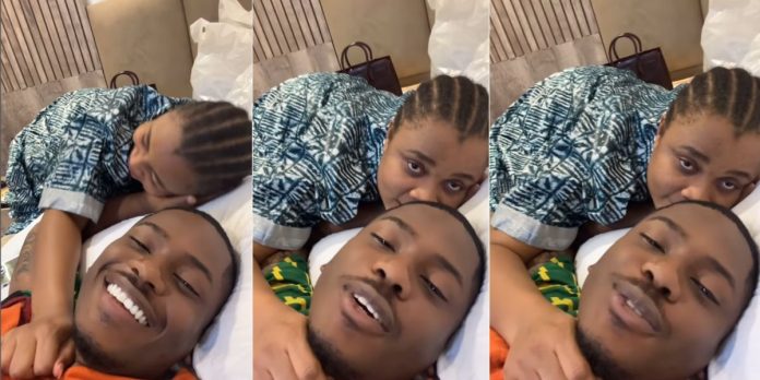 Actor Timini Egbuson says as he shares romantic bedroom session with lover Bimbo Ademoye