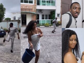 He's such a genius - Funny moment Gwo Gwo Gwo Ngwo challenge makes Bovi land in a military man's house while chasing a lady (Video)